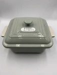Creuset Stoneware Square Casserole Dish W/ Lid. Pistache Color. Fixed Price $89.99.