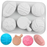 6 Cavity Sports Shaped Candy Molds Table Tennis Basketball Volleyball. Fixed Price $14.28.