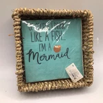 Mud Pie Wicker Cocktail Holder Drink Like Fish Mermaid Napkins. Fixed Price $19.97.
