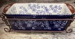 Temp-tations By Tara Floral Lace Blue Baker Drip Tray Rack Brown Trim 11 3/8. Fixed Price $42.00.