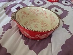 Temptations By Tara KFIXNG778690 Floral Lace Red 1.5 Qt Bowl Handles B63. Fixed Price $24.99.