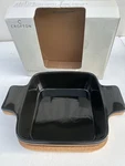 Crofton Stoneware Black Square Baking Dish With Cork Trivet 7.5 X Inches. Fixed Price $10.00.