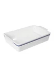 Sur Table Marais 13'' Fine Ceramic Rectangular Baker Dish - White/green. Fixed Price $29.99.