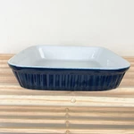 Dansk Navy Blue Square Stoneware Baking Dish Ribbed Portugal 7.5 X. Fixed Price $24.00.