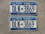 New York License Plate Pair Empire Niagara Falls Set Over Years Old Dlk 3869. Fixed Price $35.00.