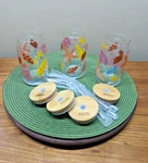 Temptations Glass Tumblers With Wood Lids - Summer Seashell Set Of 3. Fixed Price $15.00.
