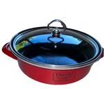 Chantal Vintage Enamel On Steel Red Casserole & Glass Lid 9.5" X 2.5". Fixed Price $34.99.