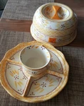 Temptations Old World Yellow Cake Dome Chip Dip Plate Convertible Set. Fixed Price $46.00.