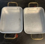Ottinetti Italy Aluminum Baking/serving Pans Set Of 2 Brass Handles 8 Euc. Fixed Price $30.00.