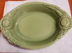 Appolia 10.5"LX7"WX2"D French Green Ceramic Sunflower Oval Bake Oven Stoneware. Fixed Price $29.99.