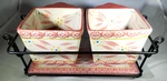 Temptations Peach Square Ramekins With Trivet And Carrier. Fixed Price $19.95.