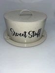 Sweet Stuff Metal Cake Carrier Covered Tray Farmhouse Speckled Lid. Fixed Price $18.99.