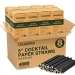 Chunspak 5 Inch Disposable Black Paper Cocktail Straws Bulk Case Of 4000 Ct. -. Fixed Price $192.00.