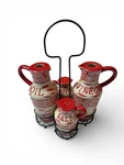 Temptations By Tara Old World Red Serving Tray Oil Vinegar Salt & Pepper Set. Fixed Price $71.24.
