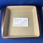 Pampered Chef 1339 Family Heritage Stone Square Pan Cranberry 9X9. Fixed Price $55.00.
