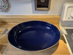 Rare Large Cobalt Blue Oval Enamel Roasting Pan Fiestaware Cookware 16X13. Fixed Price $21.95.
