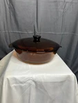 Vintage Anchor Hocking 2 Quart Amber Casserole Dish 9" Round With Lid - Usa 1038. Fixed Price $20.00.