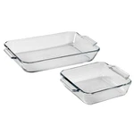 Baking Dish Set Tempered Glass 3 Quart Oven Safe Anchor Hocking Cake Value Pack. Fixed Price $46.99.