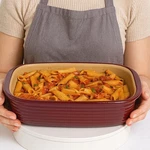 Pampered Chef Family Heritage Stoneware Baking Dish Burgundy 8" X 13" 96-10. Fixed Price $58.99.