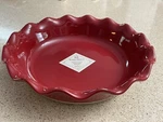Williams Sonoma Emile Henry Red Burgundy Ruffled Pie Dish -new ***read***. Fixed Price $35.00.
