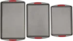 Megagrip Set Of 3 Nonstick Steel Multipurpose Cookie Sheets With Silicone Gri.... Fixed Price $30.00.