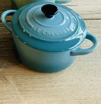 Le Creuset 10 Cm Stoneware Mini Round Cocotte Caribbean Blue 4" X 2". Fixed Price $35.00.