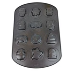 Wilton Halloween 12 Cookie Treat Shapes Pan Mummy Cat Bat Ghost Spider Pumpkin. Fixed Price $12.00.