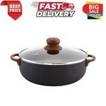 Imusa 13.5QT Black Stone Caldero Nonstick Pot Glass Lid Wood Handles. Fixed Price $46.99.