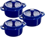 Staub Ceramics Dutch Oven 3-PIECE Mini Round Cocotte, Dark Blue. Fixed Price $97.93.
