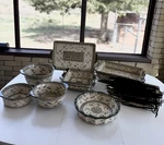 Temptations Old World Green 9 Pc Set Trivots Casserole Dish Pie Plate Bowl Read. Fixed Price $159.99.