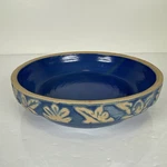Vintage Clay City Pottery 10" Pie Plate Dish Blue Floral Stoneware Indiana Usa. Fixed Price $34.99.