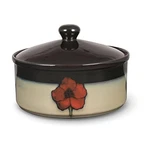Pfaltzgraff Painted Poppies Round Covered Casserole Dish Brown. Fixed Price $50.99.