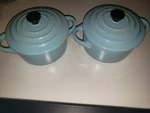New Creuset 10CM Cocotta Ck Sky Blue Mini Casserole Dish W/lid Lot Of 2. Fixed Price $65.00.