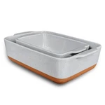 Mora Ceramic Set Of 2 Baking Dishes For Casserole, Banana Bread, Brownies, Br.... Fixed Price $56.99.