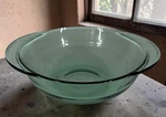 Vintage Anchor Hocking 2QT Green Glass Casserole Baking Dish Bowl 9IN Round Mcm. Fixed Price $13.92.