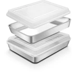Blingco Stainless Steel Baking Pan With Lid, 12.4"X 9.85"X 2", Silver. Fixed Price $33.66.
