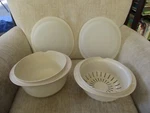 Vtg Tupperware Microwave Casserole & Steamer 1740-3 1724-3 Bowl 1726-3 Lids. Fixed Price $25.00.