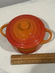 Le Creuset Stoneware Mini Round Cocotte 8 Oz Flame Orange Oven Safe No Box. Fixed Price $17.99.