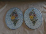 2 Temp-tations Blue Bouquet Oval Glass Trivets Qt. Baking Dish 7/8" X 5 1/4". Fixed Price $9.99.