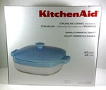 Kitchenaid Streamline Ceramic Bakeware Azure Blue/ White 4.2 Quart New *read*. Fixed Price $59.99.