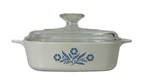 Corningware Qt Blue Cornflower Casserole Dish A-1-B 6.5"X6.5"X2" W/lid Usa. Fixed Price $15.10.
