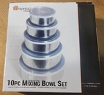 Imperial Home 10PC Mixing Bowl Set With Lids Stainless Steel. Fixed Price $11.66.