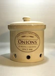 Chefs Fresh Valley Farm Co Stoneware Onion Storage Crock Canister Lid 9" Tall. Fixed Price $48.98.