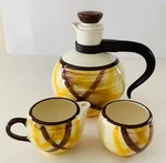 Vintage Mcm Kilns Vernonware Organdie Coffee Pot Cream & Sugar Set. Fixed Price $35.00.