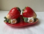 Strawberry Collection 3 Piece Set Salt & Pepper Shaker With Dish. Fixed Price $33.99.