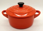 Creuset Mini Round Cocotte 10CM Carmin Orange Stoneware Casserole Dish Pot. Fixed Price $36.95.