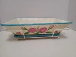Temptations Ovenware Rose Casserole Dish Trivet Rack 3PCSET 9X13 Qvc Csa Retired. Fixed Price $25.00.