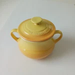 Le Creuset 16OZ Mini Bean Pot Yellow Gradient Stoneware W/lid Vintage. Fixed Price $50.00.