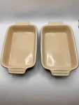 Creuset Stoneware Two Small Rectangle Baking Dish Casserole Navy Blue 7"X5". Fixed Price $29.99.