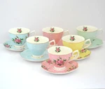 Brew Tea Cups And Saucers Rose Floral Multicolor Chintz Set Of 6. Fixed Price $33.71.